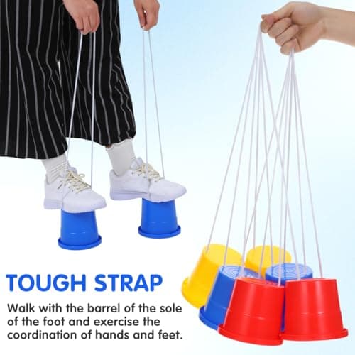 Vaguelly Kids Plastic Jumping Stilts 3 Pairs Outdoor Balance Toys for Children Coordination Training Fun Walker Buckets — view 3