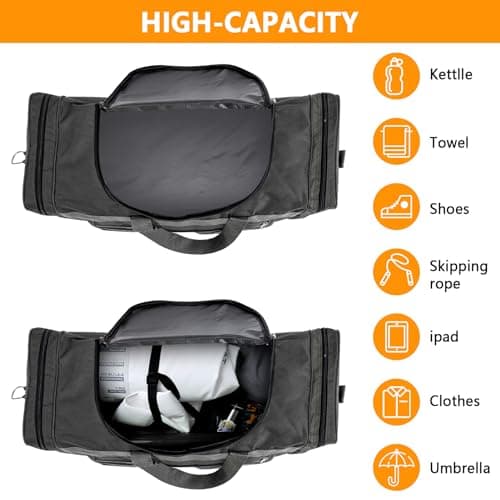 Trintion Sports Duffle Bag Sports Gym Bag for Women Men Waterproof Large 40L Collapsible Training Sports with Shoulder Strap Holdall Overnight Weekend Travel Bag for Gym Travel Swimming (Black) — view 6