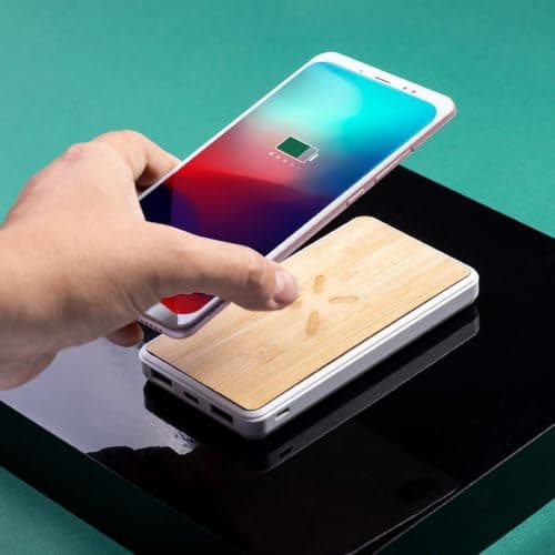 Sawfish Personalised Power Bank Dickens 8000mAh Bamboo Wireless Power Bank USB-C and Micro-USB Inputs — view 5