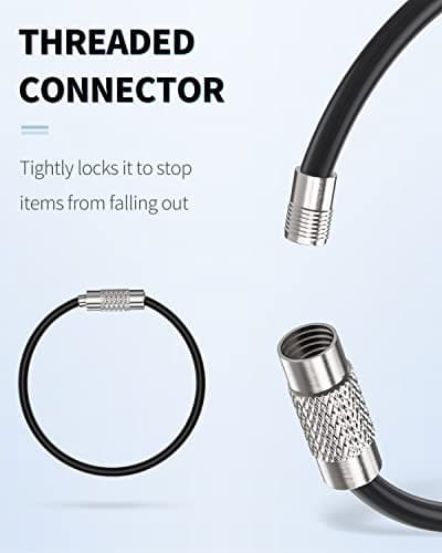 Uniclife 20 Pack Wire Keychain Cable in 6 Assorted Colors Large Stainless Steel Key Ring Loop Holder for Outdoor Hiking Heavy Duty Connectable Luggage Tag Keeper for Sport and Travel, 12cm — view 5
