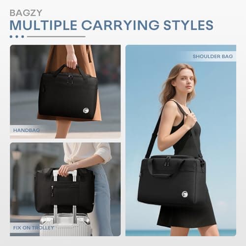 BAGZY 40x30x15cm Underseat Cabin Bag Luggage Foldable Travel Bag 20L Waterproof Holdall Hand Luggage Case Nylon Carry on Luggage Weekend Duffle Gym Bags Baggage Organiser Storage for Women Men Black — view 2