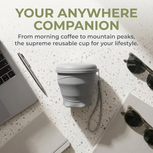 Merzio Collapsible Cup with Lid, 180ml Silicone Foldable Travel Coffee Mug, BPA-Free Portable Reusable Cup for Camping, Hiking, Picnic, Outdoor and Office — view 6