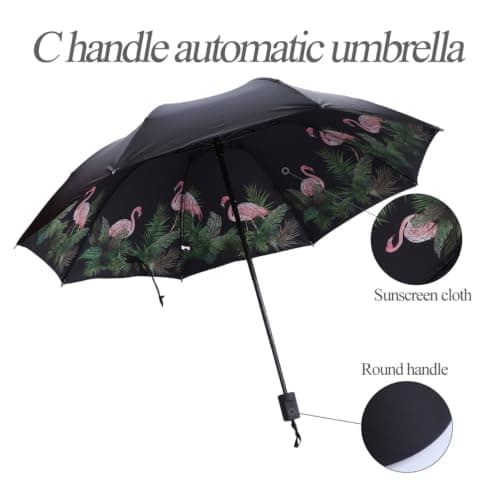 Outanaya Black Windproof Umbrella Protection with UV Folding and Travel Iron and Plastic Frame, Compact Small Inverted Design for Use Sun and Rain Outdoor — view 5
