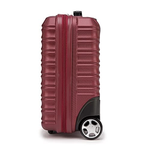 WITTCHEN Travel Suitcase Carry-On Cabin Luggage Hardshell Made of ABS with 4 Spinner Wheels Combination Lock Telescopic Handle Groove Line Size Small Suitcase Burgundy — view 3