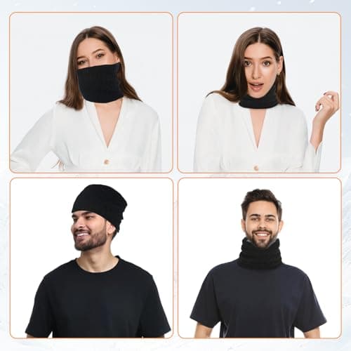 KIKAWORD 4PCS Winter Neck Warmer for Men Women，Thermal Knitted Snoods,Windproof Thick Neck Scarf for Skiing Cycling Running Outdoor Sports — view 4