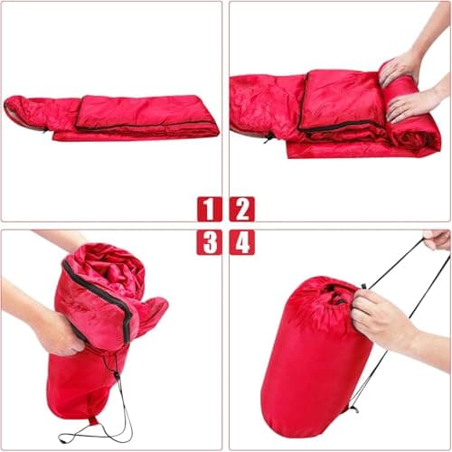 M.J COMFY-LIFE Sleeping Bag 200g Cotton Fill, Comfort 5°C to 15°C Red — view 5