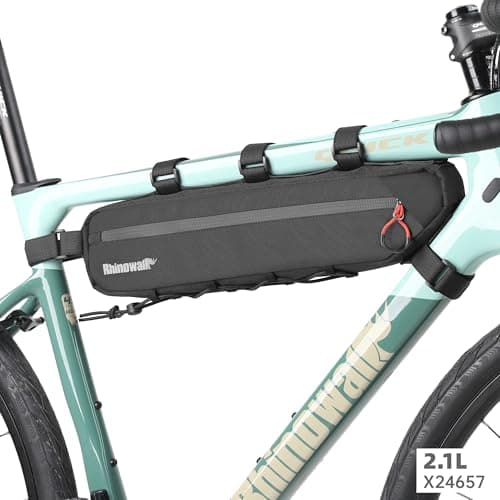 SUNTTELF Bike Frame Bag, Large Capacity Triangle Bike Top Tube Bag, Triangle Frame Storage Pouch for Road,Mountain&Gravel Bikes (Black-2.1L)