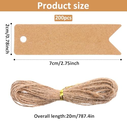 SULIKJHUI 200 Pcs Gift Tags with String, Small Gift Tags 7x2cm — view 2