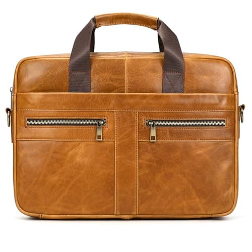 newsbirds Laptop Bag for Men, 15.6 inch Men Briefcase Computer Sleeve Case Leather Shoulder Messenger Bag Briefcase for Men Women Travel Outdoor Business Office Hangbag Laptop, 3316 Yellow — view 5