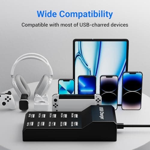 Resypey 10-Port USB Charger Station, 50W10A Multiport Charger Hub for iPhone, Galaxy, iPad & More — view 4