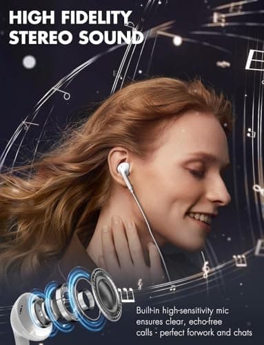 2 Pack 3.5mm Wired Headphone Plug, 3.5 mm headphones In-Ear Earphones, Noise Isolating with Built-in Microphone & Volume Control Compatible with Phone Pad Pod MP3 MP4 Samsung Laptop — view 6