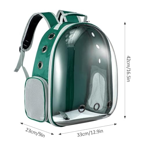 LN COZY CORNER Transparent Bubble Cat Backpack –Space Capsule Pet Carrier Backpack with Hard‑Shell Dome, Breathable Mesh & Padded Straps – Hands‑Free Travel Cat Bag Carrier (Green) — view 2