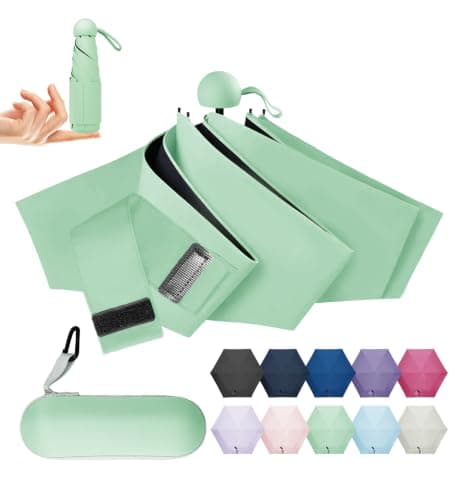 LILAC Mini Compact Umbrella, Lightweight Folding Parasol UPF 100 Rain Gear