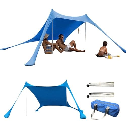 Garden Beach Tent Shade Shelter,Portable Beach Canopy, Waterproof UV Resistant Patio Shade Canopy, Bëach Vacation Sun Shadë,for Camping, Bëach, Fishing, Backyard And Picnic,200 X 160 X 160cm