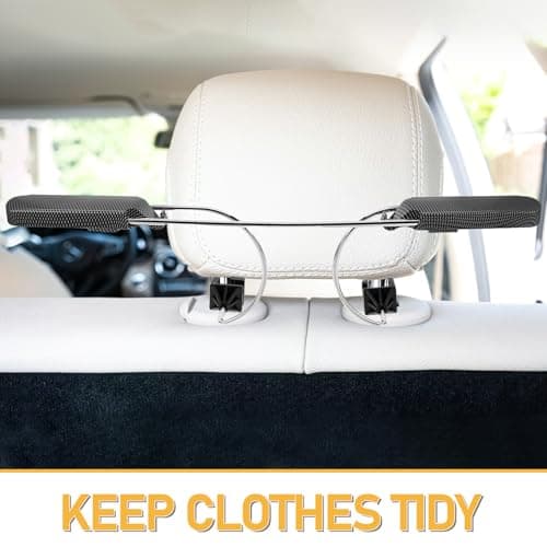 Homoyoyo Car Clothes Rack Backseat Organizer Stainless Steel Vehicle Headrest Coat Hanger for Long Road Trips Use — view 3