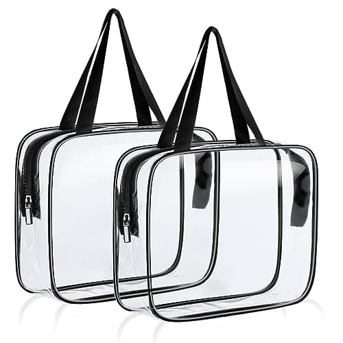 Aucuu Clear Toiletries Bag, 2Pack PVC Waterproof Toiletries Carry Pouch, TSA Approved Travel Toiletry Bag with Zipper, Multi-Size Cosmetic Makeup Bags for Men, Women and Kids - Travel Business Trip