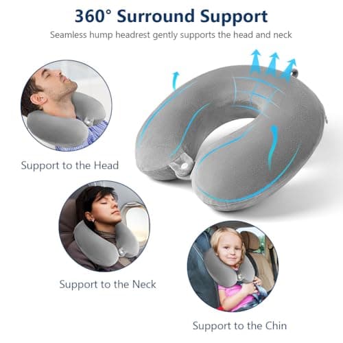 URAQT Travel Pillow, Memory Foam U Shaped Neck Pillow, Grey — view 5