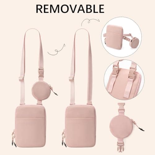 STORICANS Crossbody Bag with Removable Small Pouch,Lightweight Adjustable Strap Belt Bags,Bum Bag for Ladies Women, Crossbody Fanny Pack Waist Bags for Cell Phone Travel Workout Running Hiking,Pink — view 3