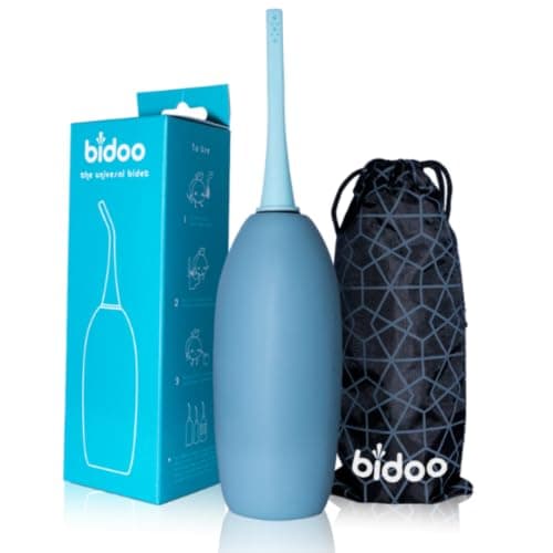 BIDOO Universal Portable Bidet Bottle with Soft Silicone Nozzle, Leak-Proof Cap & Nylon Pouch – Compact Reusable Hygiene Hand Bidet for Travel, Elder Ease, New Moms & Pre/Post-Intimacy - Aqua