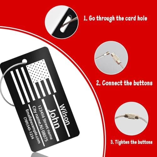 Custom Laser Engraved Metal Luggage Tag for Men Women Horizontal 3.5x2 — view 4