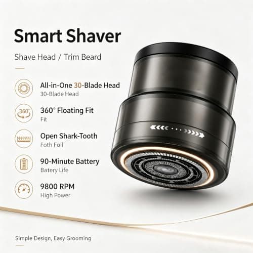 2-in-1 Smart Electric Bald Head Shaver and Beard Trimmer — view 4