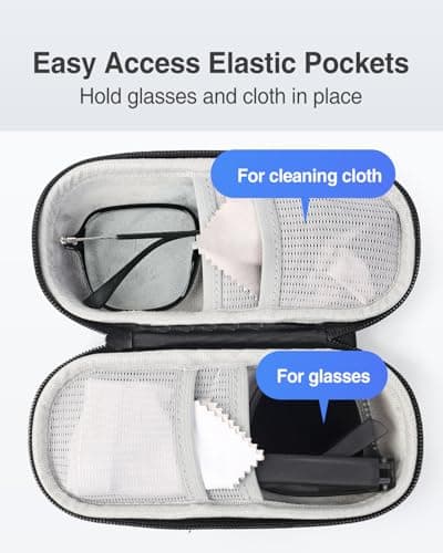 Luxtude Double Glasses Case Hard Shell, Double Eyeglass Case Dual Sunglasses Cases, Travel Sunglasses Organizer for Women Men (Black, S) — view 4
