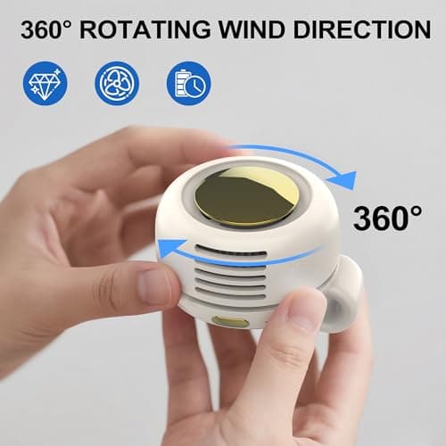 Wlztea Portable Clip-On Bladeless Fan - Rechargeable Hands-Free Cooling for Neck, Waist & Bags, 3 Speeds, 6H Runtime, USB-C Fast Charge (White) — view 5