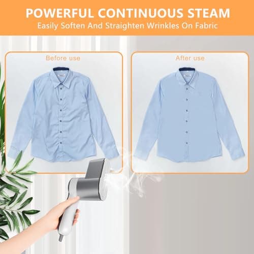 Clothes Steamer Portable Iron LCD Screen 2in1 Powerful Steam Clothing 120ML Wrinkles Remover for Garments,10S Fast Heat-up Iron,Compact Foldable,Light Mini Steam Iron for travel home (Cream yellow) — view 6