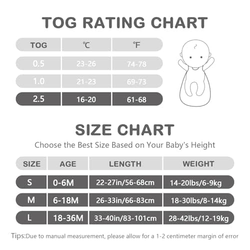 Mosebears Baby Sleeping Bag 2.5 Tog,bamboo Wniter Sleeping Bag Toddler Wearable Blanket for Infant Toddler,Super soft and warm(Grey,6-18 months) — view 6