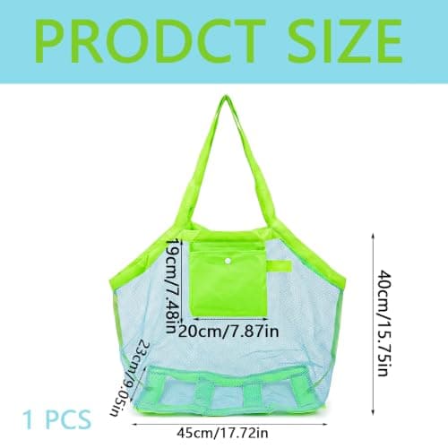 Haoyic Large Mesh Beach Bag, Oxford Cloth and Mesh Net Foldable Organizer with Small Pouch for Family Vacations, Pool and Travel — view 3