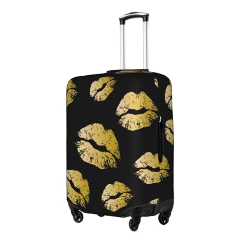 WKSGDSG Luggage Covers for Suitcase TSA Approved, Gold Lips Elastic Suitcase Cover Protector Fits 18-21 Inch Luggage, Anti Scratch Washable Travel Suitcase Cover for Adult & Kid — view 2
