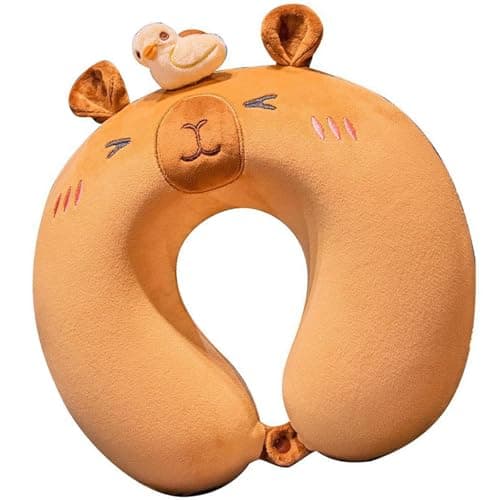 Soft Memory Foam Travel Head Pillow, Lovely Cartoon Animal Kids Pillow, Portable Adults Nap Pillow, U Shaped Cushion Pillow for Home, Office, Sleeping, Neck Support Pillow for Airplane, Car, Train