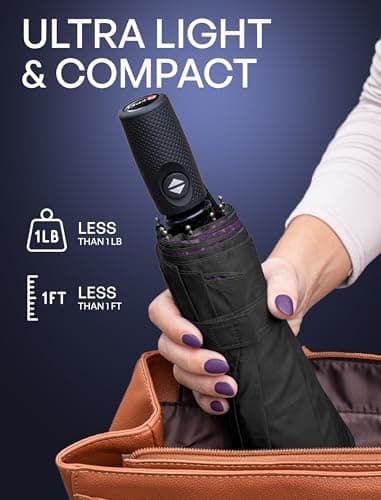 Repel Umbrella Windproof Travel Umbrellas for Rain - Easy Auto Open Close, Durable & Compact Umbrella, Strong Fiberglass Frame, Waterproof Canopy - Backpack, Purse, Portable Umbrella for Travel — view 4