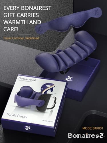 Bonairest Travel Pillow, Airplane Neck Pillow with 3D Eye Mask for Sleeping — view 6
