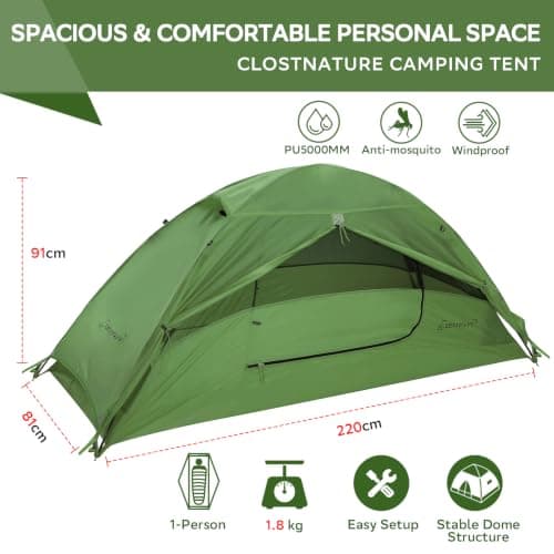 Clostnature Waterproof 1 Man Tent, Lightweight Camping Tent — view 4