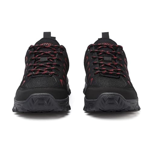 HaloTeam Trekking Shoes Mens Outdoor Travelling Walking Shoes Non-Slip Lace-up Hiking Boots,Black Red,8.5 UK — view 4
