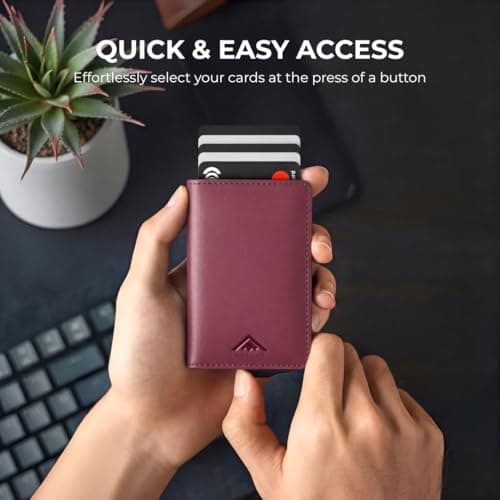 Stealth Wallet - Burgundy Slim RFID Blocking Metal Card Holder for Men — view 2