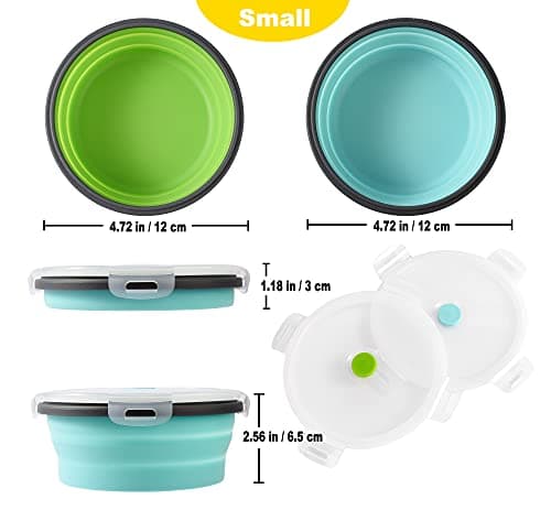 Collapsible Dog Bowls with Lids, 2 Pack Travel Dog Bowls for Small Size Dogs, Silicone Portable Dog Food Bowls Water Cup Cat Bowls Dish for Camping Traveling Walking, 12 oz 350ml — view 2