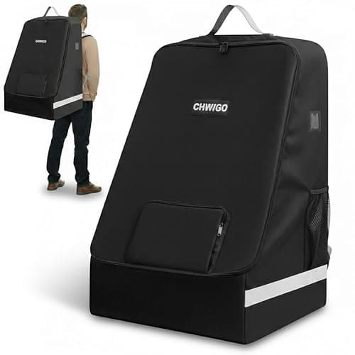 chwigo Car Seat Travel Bag for Airplane – Padded Gate Check Bag for Car Seat with Backpack Straps, Waterproof Baby Car Seat Carrier Backpack for Airport Travel & Flights