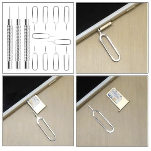 ZELHYEUU 13 Pcs SIM Card Removal Openning Tool, SIM Card Ejector Removal Tool Pin, Tray Eject Pins Needle Opener, Universal Sim Ejector Tool, Watchchain Link Remover — view 3