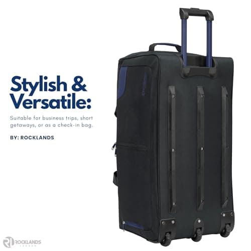 Rocklands® Lightweight Luggage Rolling Holdall Suitcase Wheeled Duffle Bag Cargo Sport Travel Bag RL501 (Navy/Black, Large - 32" (H84 x L42 x W40 cm)) — view 2