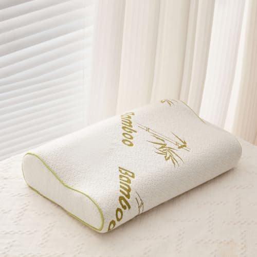 Small Bamboo Memory Foam Pillow for Sleeping, kids Neck pillow and Head Support, orthopedic side sleeper for neck and shoulder pain, ergonomic design , best cervical travel pillow 30*50 cm - small — view 4