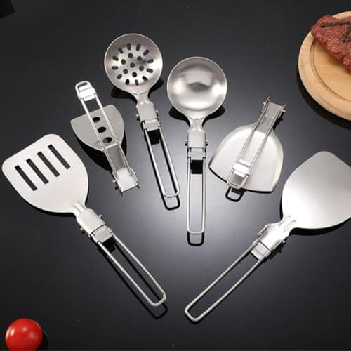 Gutol 6-Pack 304 Stainless Steel Camping Cooking Utensil Set – Portable Foldable Outdoor Kitchen Gear for Camping — view 4