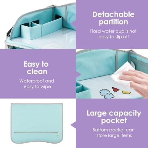 Car Tray Table for Kids Cars Seat Travel Tray Portable Drawing Board Play Pallet Cars Seat Detachable Lap Trays Carseat Table Trays for Kids in Car Airplane Activities Toddler Travel Accessories — view 4