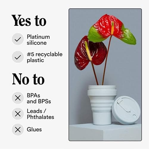 STOJO On-The-Go Mini Collapsible Coffee Cup - 8oz / 237ml - Reusable & Foldable Silicone Travel Mug with Lid - Portable, Pocket Size - Dishwasher Safe - Cashmere — view 6
