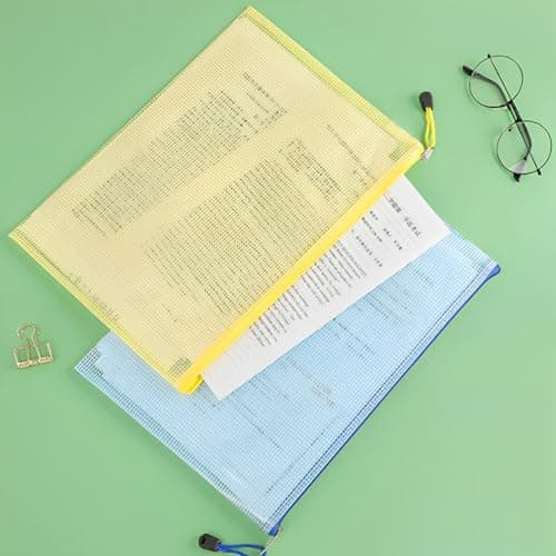 MIETONG A4 Plastic Zip Wallets Folders - 5PCS Document Folder File Zipper Bags Document Wallet Ziplock Bags Travel Storage Pouch Mesh Zip Folders for School Office Supplies and Travel Accessories — view 6