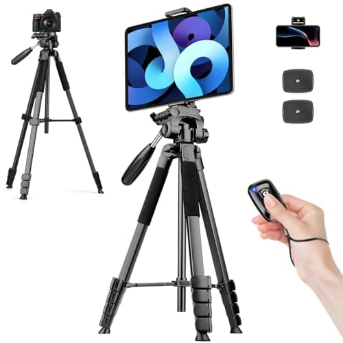 JOILCAN iPad Tripod for Phone, 68" Lightweight Camera Tripod for Tablet