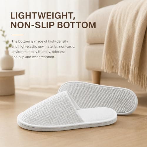 Esoes 5 Pairs of Hotel Slippers, Disposable Spa Slippers for Men Women — view 5