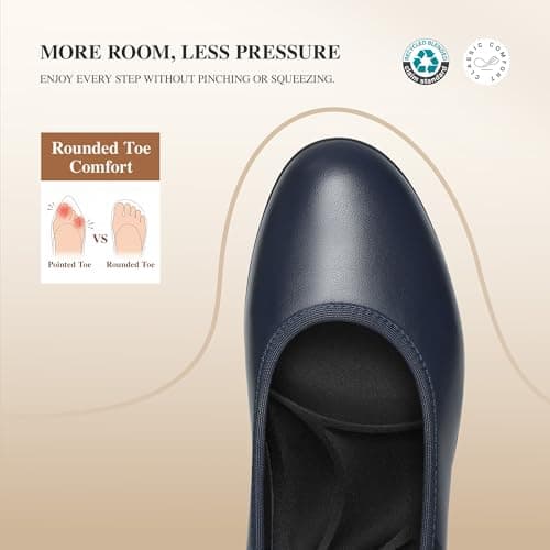 DREAM PAIRS Women's Chunky Closed Toe Low Block Heels Work Pumps Comfortable Round Toe Dress Wedding Shoes,SDPU2230W,Navy Blue,Size 8 US/6 UK — view 4