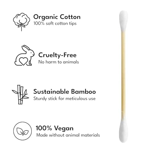 EcoWisper Bamboo Cotton Buds - 500 Eco Friendly Bamboo Earbuds Cotton Swabs - Plastic Free Baby Cotton Buds Biodegradable - Ear Buds for Makeup, Crafts, Cleaning, & Baby Hygiene, white — view 2